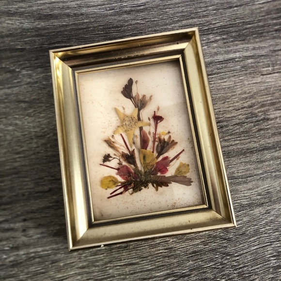Vtg Pressed Floral Art in Gold Frame - Picture 8 of 12